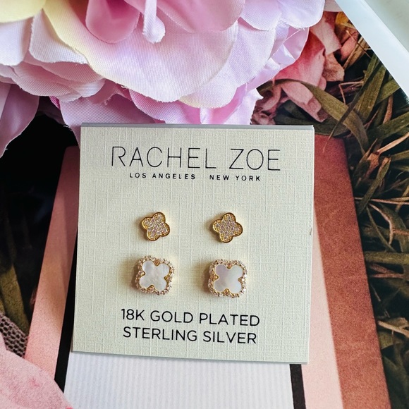 Rachel Zoe Set of Two✌️ Clover🍀 Earrings - Picture 6 of 8